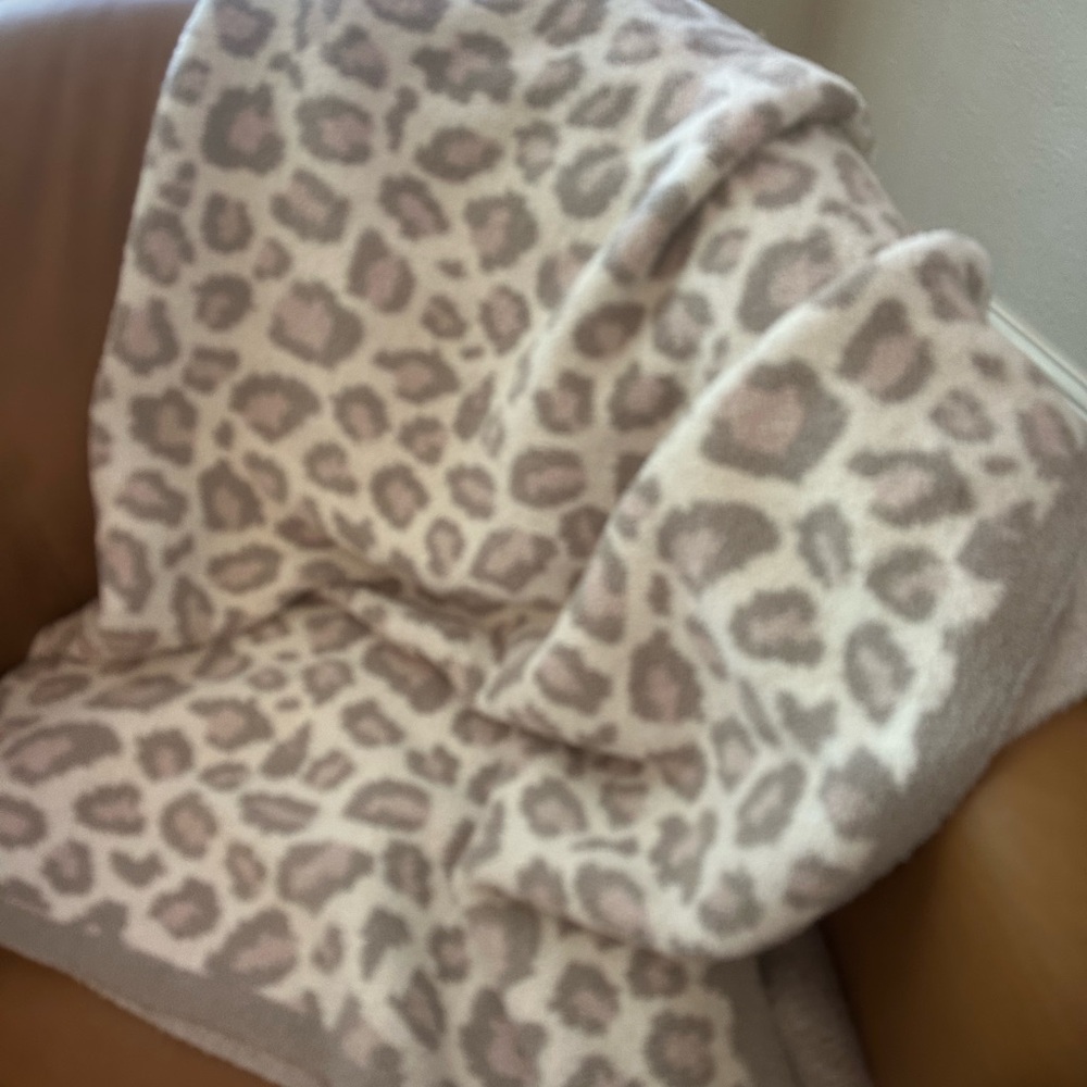 Barefoot Dreams Animal Print Throw - Cream, Taupe and Pale Pink